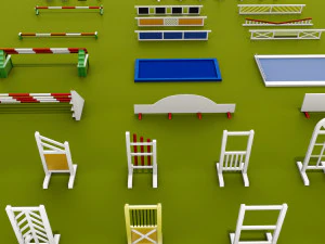 horse jumping obstacle small pack low poly 3D Model