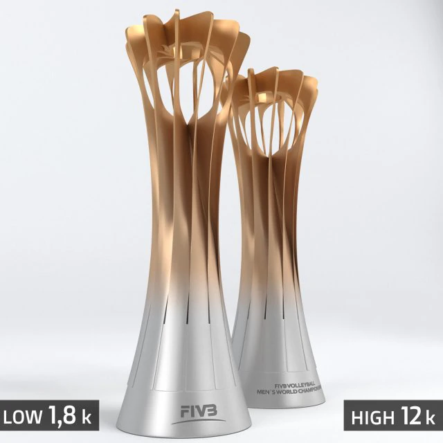 troph&eacute;e de la coupe du championnat du monde de volley-ball low poly Modèle 3D .c4d .max .obj .3ds .fbx .stl .blend 