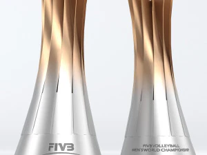 troph&eacute;e de la coupe du championnat du monde de volley-ball low poly Modèle 3D