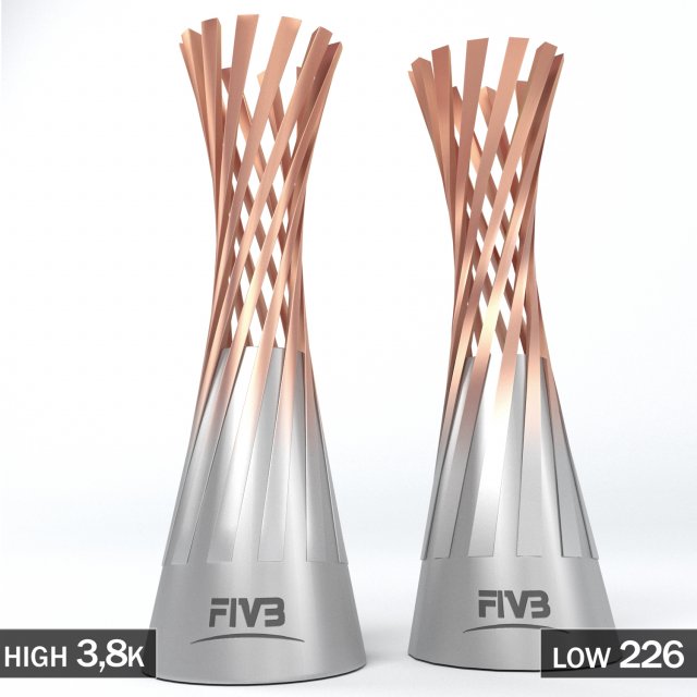 volleyball world championship women cup trophy low poly 3D Model .c4d .max .obj .3ds .fbx .stl .blend 