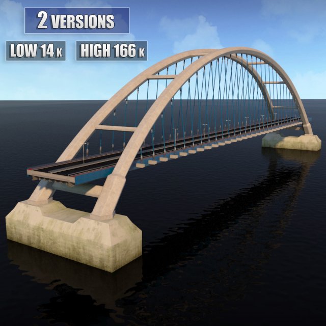 suspended arch water road bridge 3D 模型 .c4d .max .obj .3ds .fbx .stl .blend