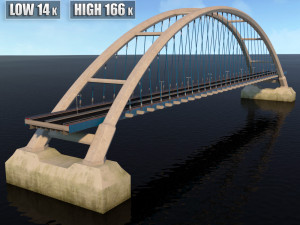 suspended arch water road bridge 3D 模型