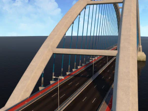 suspended arch water road bridge 3D Model