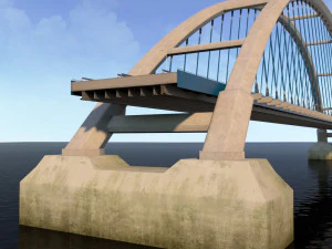 suspended arch water road bridge 3D Model