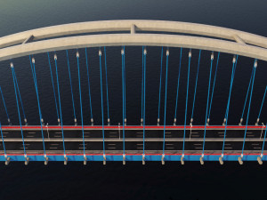 suspended arch water road bridge 3D 模型