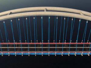 suspended arch water road bridge 3D Model