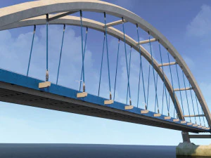 suspended arch water road bridge 3D Model