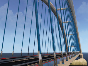 suspended arch water road bridge 3D 模型