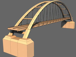 suspended arch water road bridge 3D Model