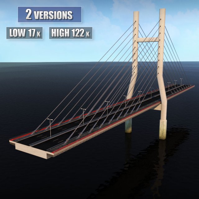 suspended bridge 2 3D Model .c4d .max .obj .3ds .fbx .stl .blend 
