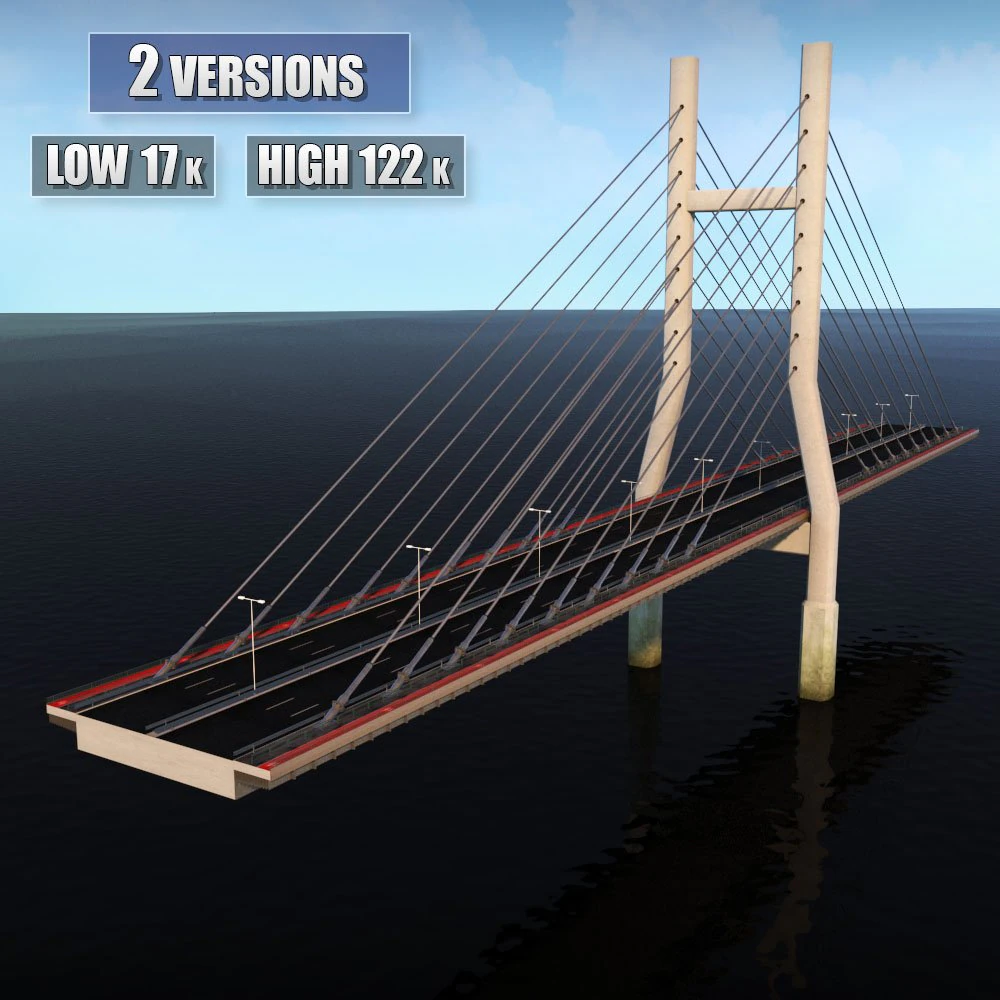 suspended bridge 2 3D Model .c4d .max .obj .3ds .fbx .stl .blend 