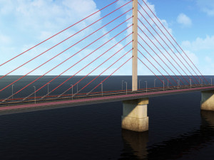 single suspended water road bridge 3D 模型