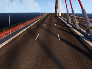 single suspended water road bridge 3D 模型