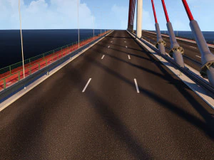 single suspended water road bridge 3D Model