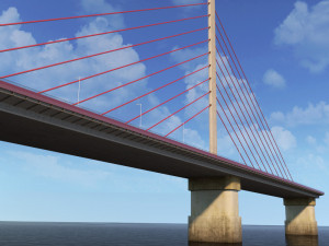 single suspended water road bridge 3D 模型