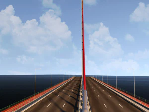 single suspended water road bridge 3D Model