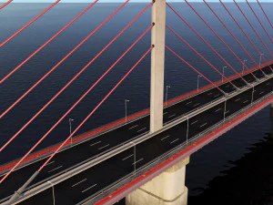 single suspended water road bridge 3D Model