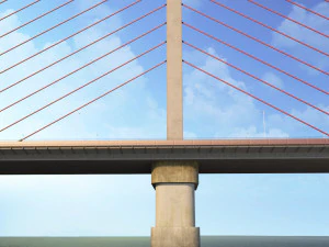 single suspended water road bridge 3D Model