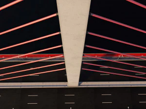 single suspended water road bridge 3D Model