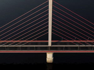 single suspended water road bridge 3D 模型