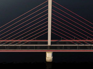 single suspended water road bridge 3D Model