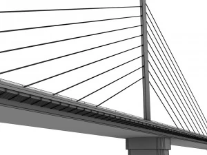 single suspended water road bridge 3D Model