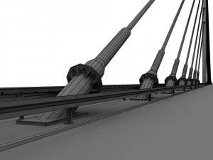 single suspended water road bridge 3D Model
