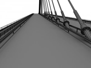 single suspended water road bridge 3D Model