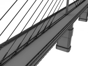 single suspended water road bridge 3D Model