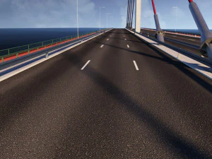 single suspended water road bridge 3D Model