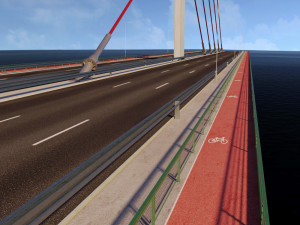 single suspended water road bridge 3D 模型