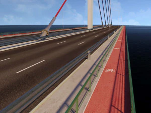 single suspended water road bridge 3D Model