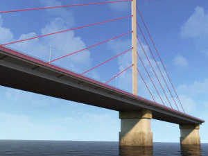 single suspended water road bridge 3D Model