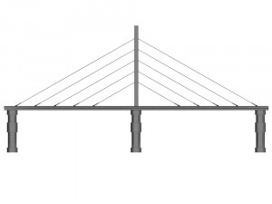 single suspended water road bridge 3D 模型