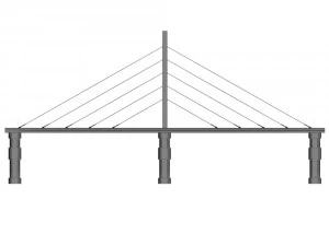 single suspended water road bridge 3D Model