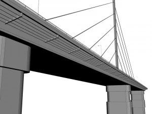 single suspended water road bridge 3D Model