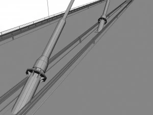 single suspended water road bridge 3D Model