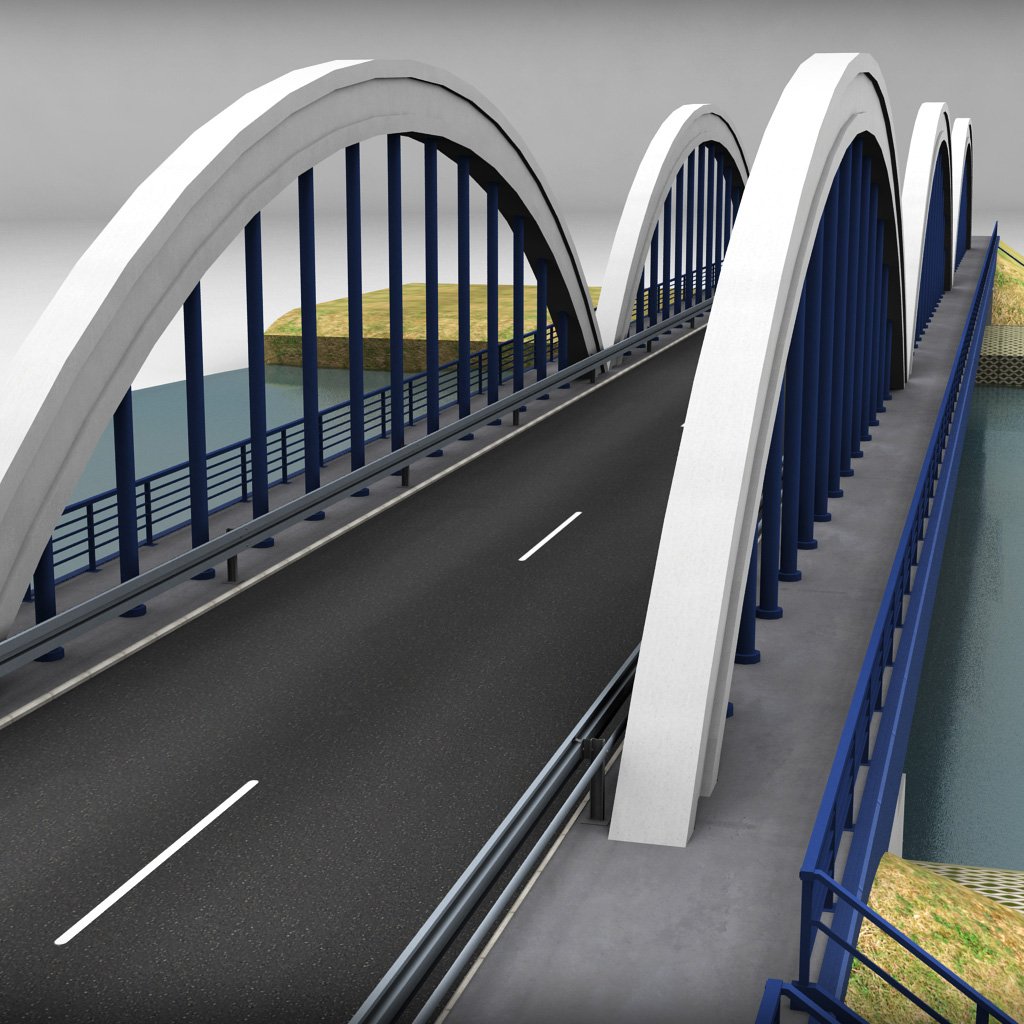Arch Bridge 3D Model in Bridge 3DExport