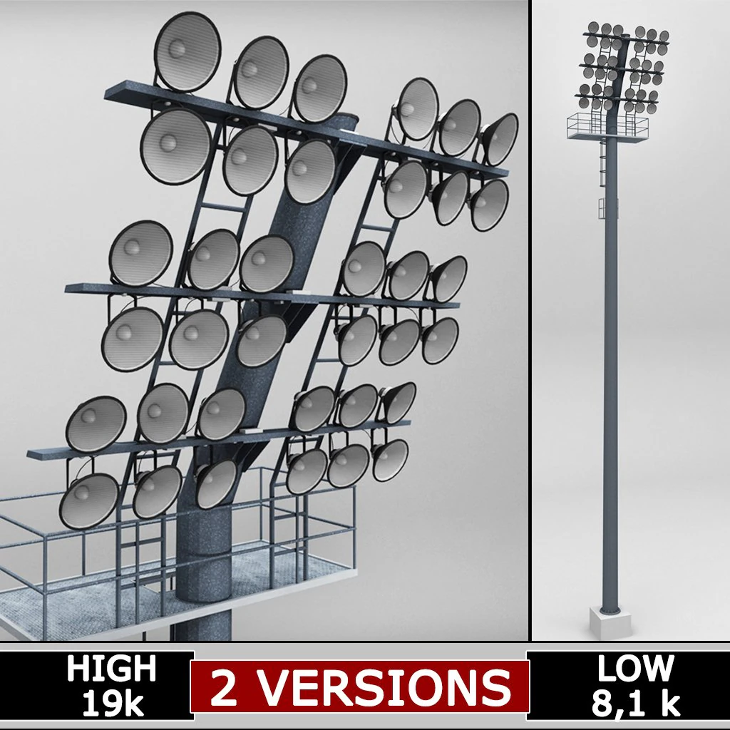 stadium light lux rounded 3D Model .c4d .max .obj .3ds .fbx .stl .blend