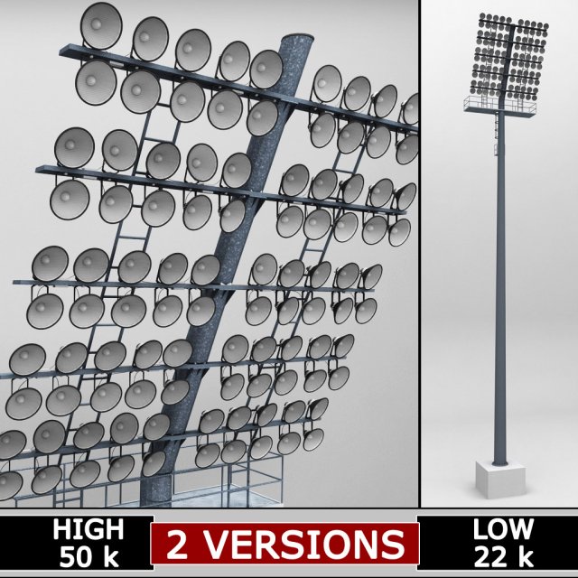 stadium light rounded large 3D Model .c4d .max .obj .3ds .fbx .stl .blend 