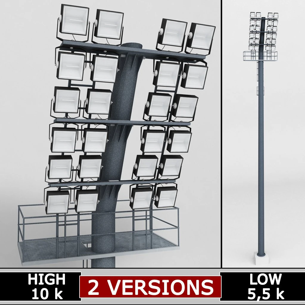 stadium light lux 3D Model .c4d .max .obj .3ds .fbx .stl .blend