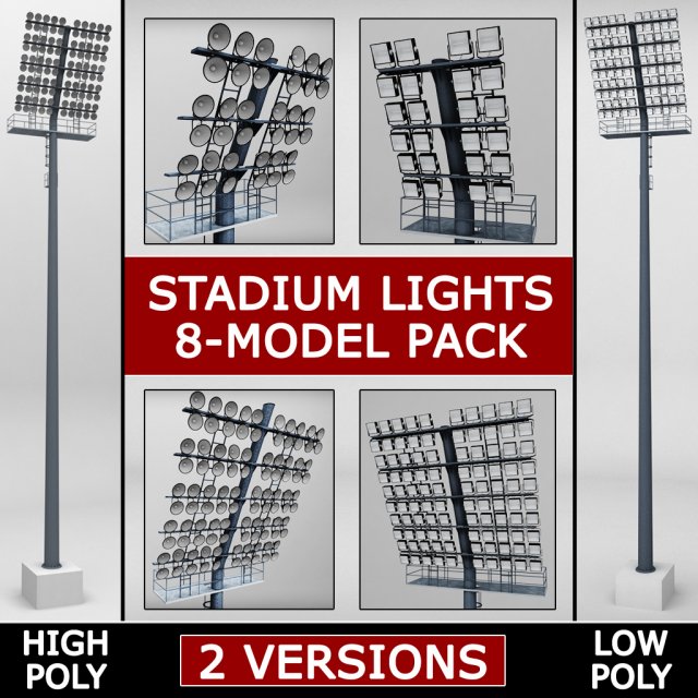 stadium light lux pack Model 3D .c4d .max .obj .3ds .fbx .stl .blend 