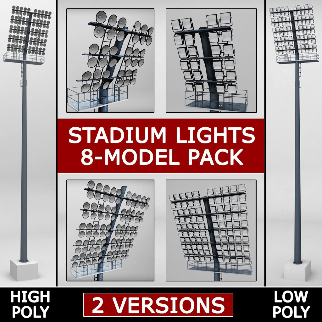 stadium light lux pack 3D Model .c4d .max .obj .3ds .fbx .stl .blend 