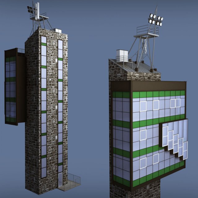 industrial glass tower 3D 모델 .c4d .max .obj .3ds .fbx .stl .blend 