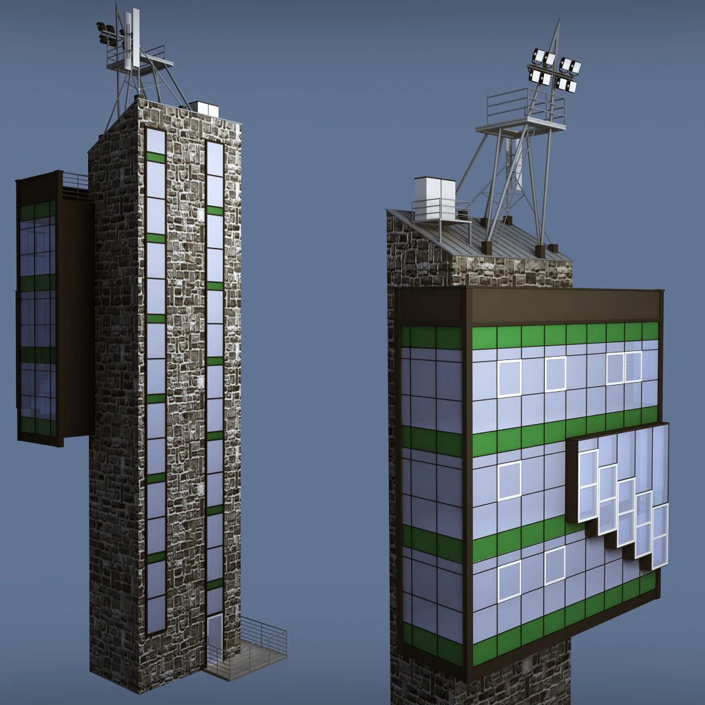 industrial glass tower 3D Model .c4d .max .obj .3ds .fbx .stl .blend