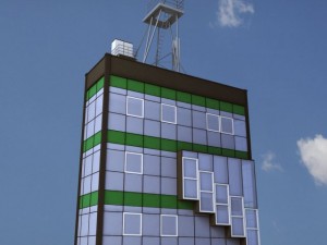 industrial glass tower 3D 모델
