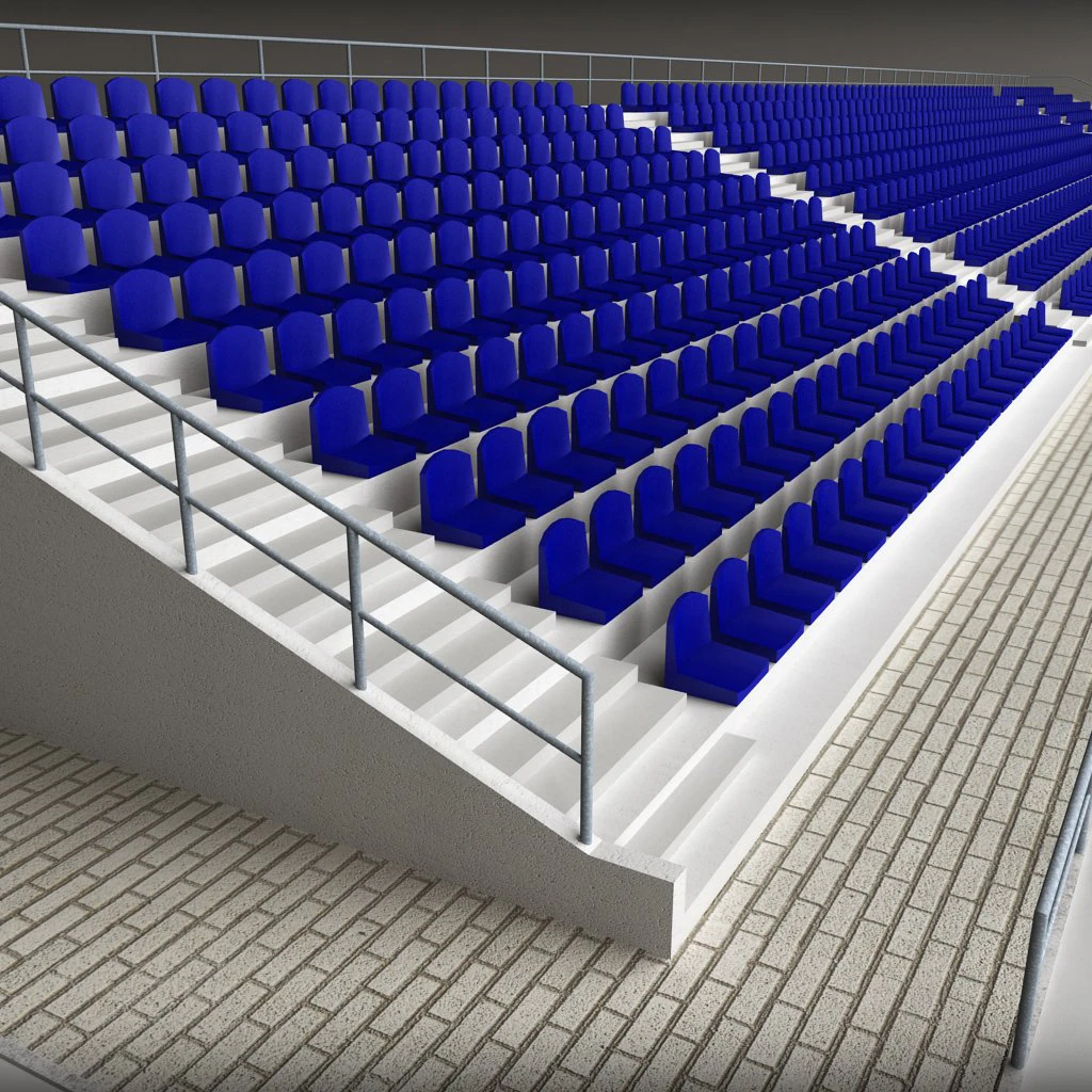 stadium concrete seating tribune 3D Model .c4d .max .obj .3ds .fbx .stl .blend 