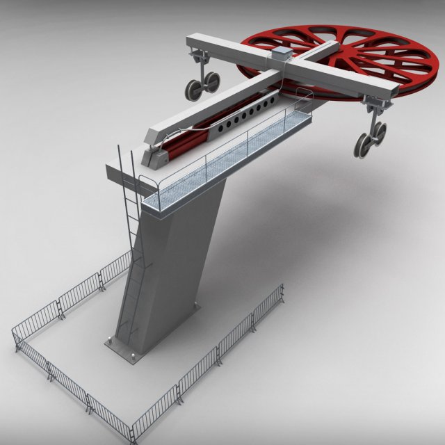 ski lift cableway pillar 3Dモデル .c4d .max .obj .3ds .fbx .stl .blend 