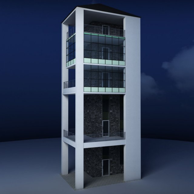glass tower 3Dモデル .c4d .max .obj .3ds .fbx .stl .blend
