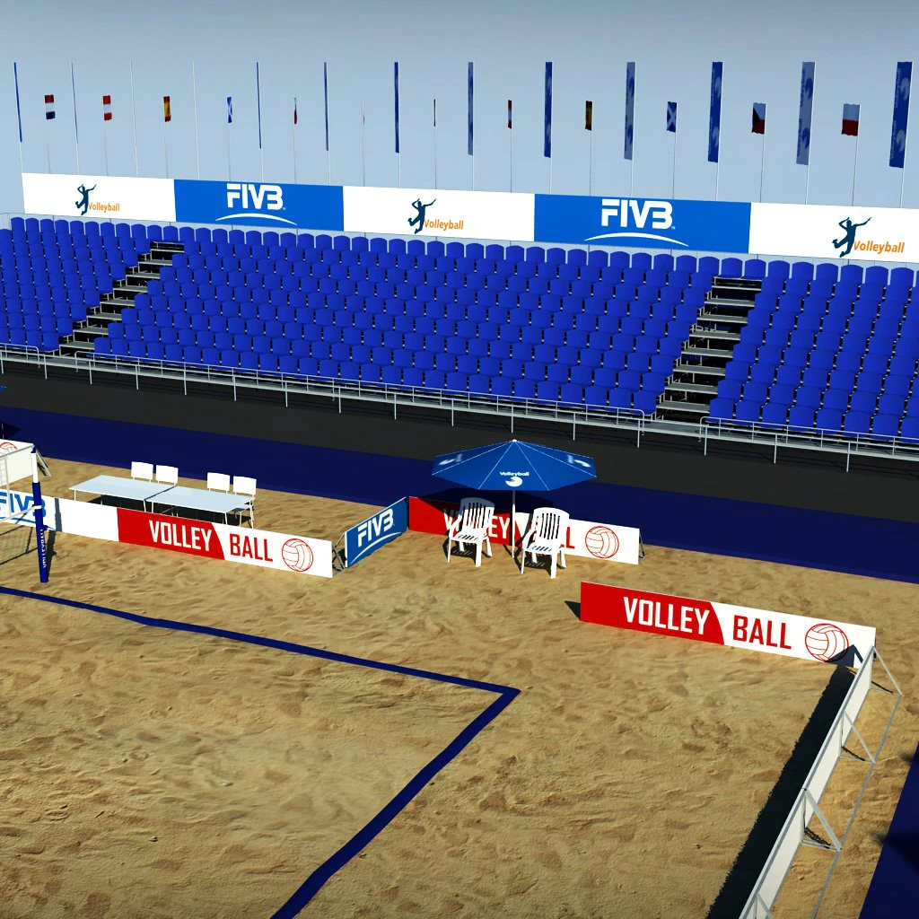 beach volleyball court high 3D Model .c4d .max .obj .3ds .fbx .stl .blend
